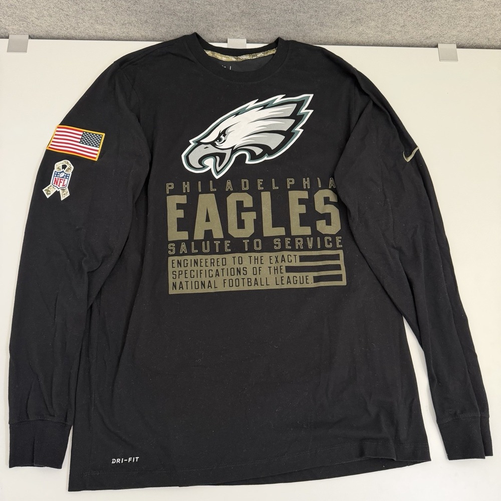 Nike Philadelphia Eagles NFL Salute to Service Long Sleeve T Shirt Black Large